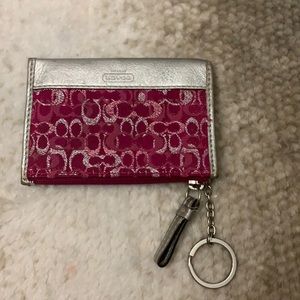 Coach leather key and card case